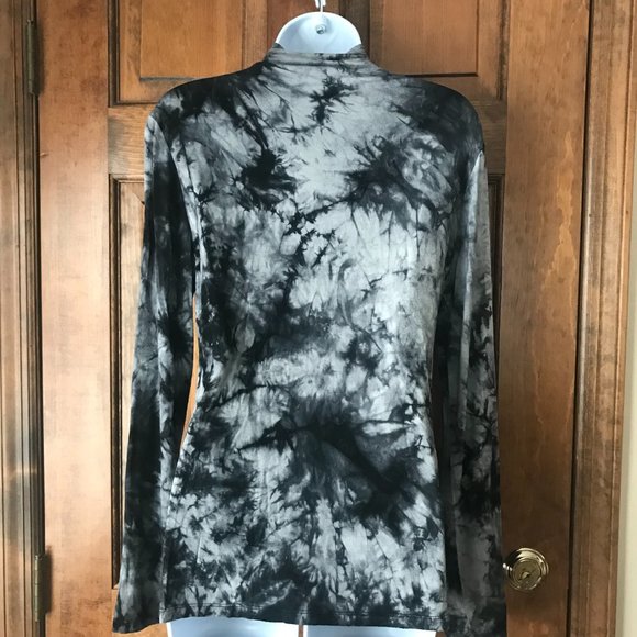 APRLL Black & Gray Tie-Dyed Mock Turtle Long Sleeve Tunic Large - Picture 9 of 13